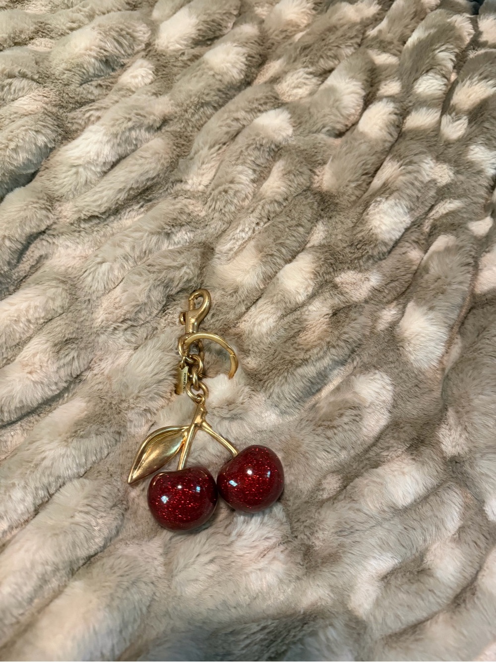 COACH - Gold and Red Metallic Cherry Bag Charm